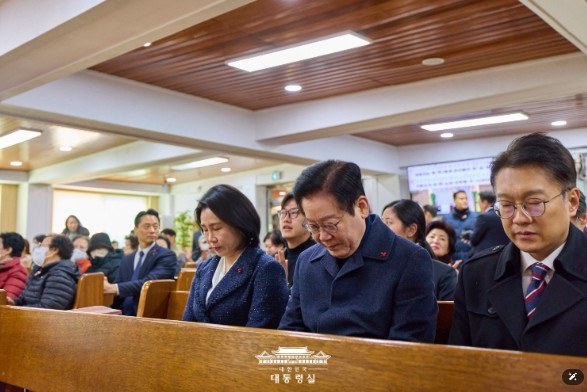 이재명 대통령 부부 교회 예배 참석
